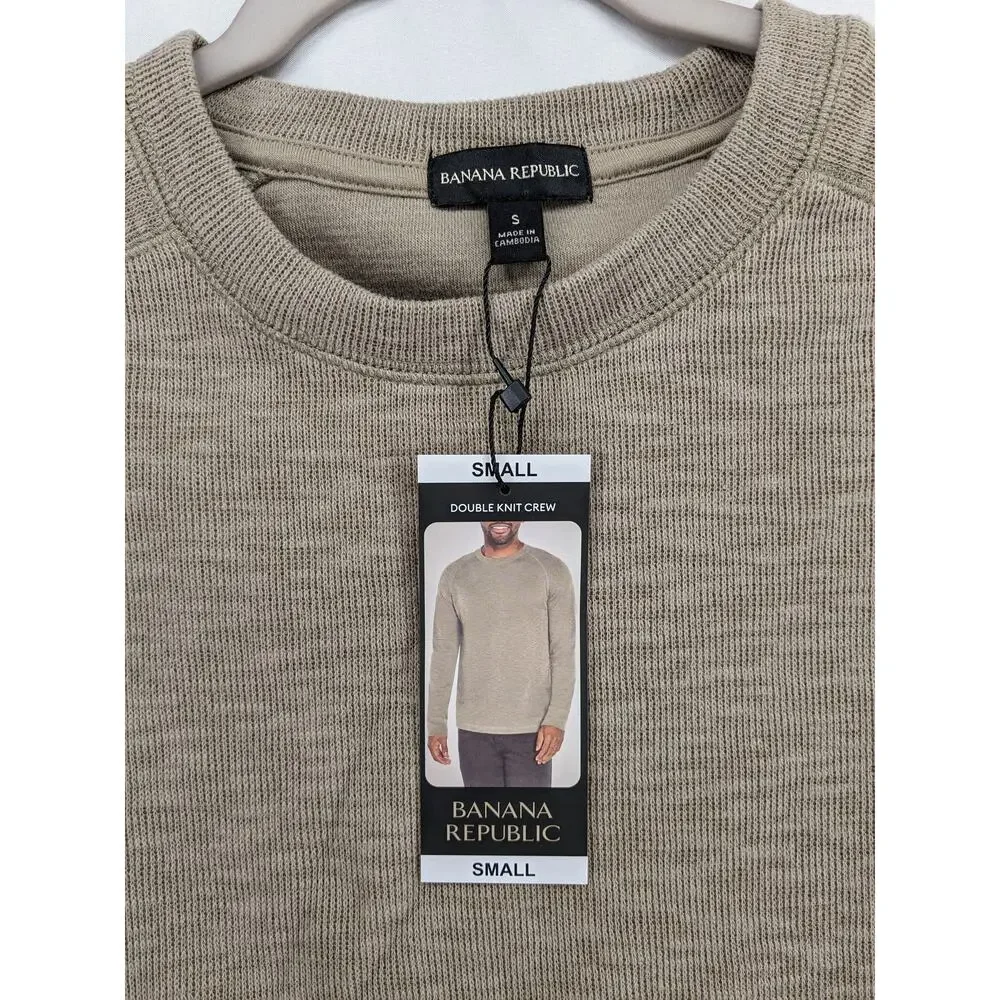 Banana Republic Double Knit Shirt S Beige Crewneck Long Sleeves Layering…‎